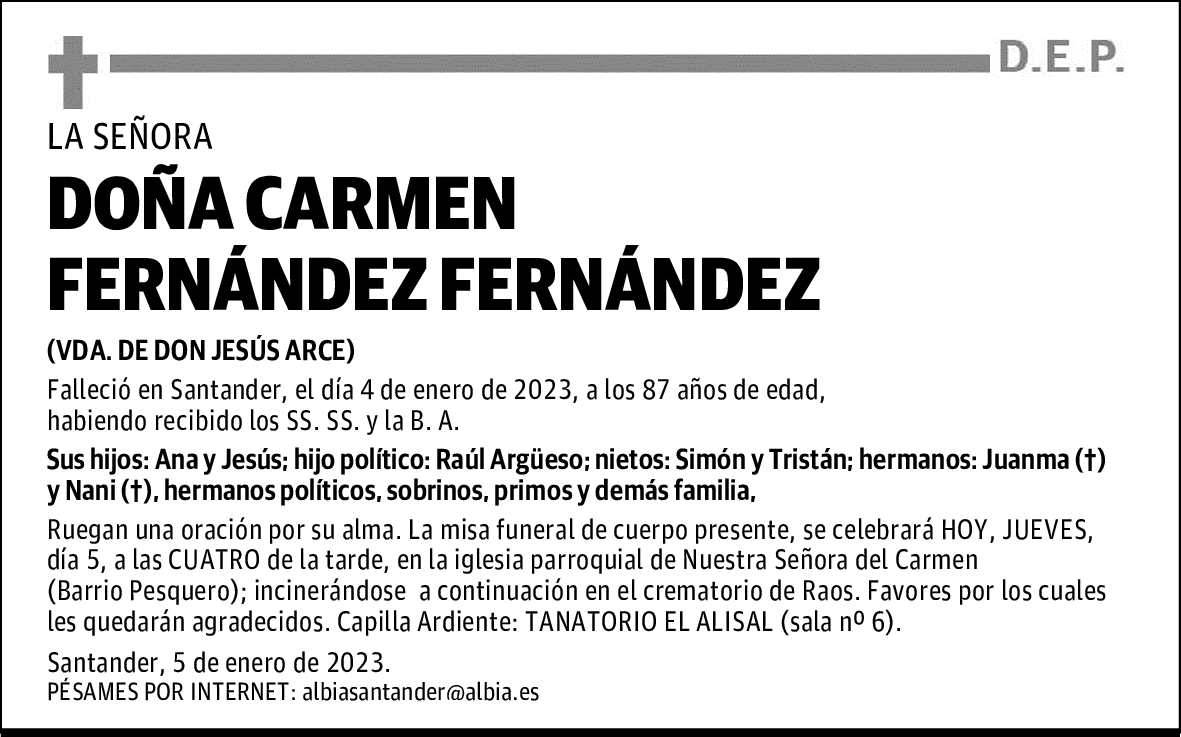 DOÑA CARMEN FERNÁNDEZ FERNÁNDEZ