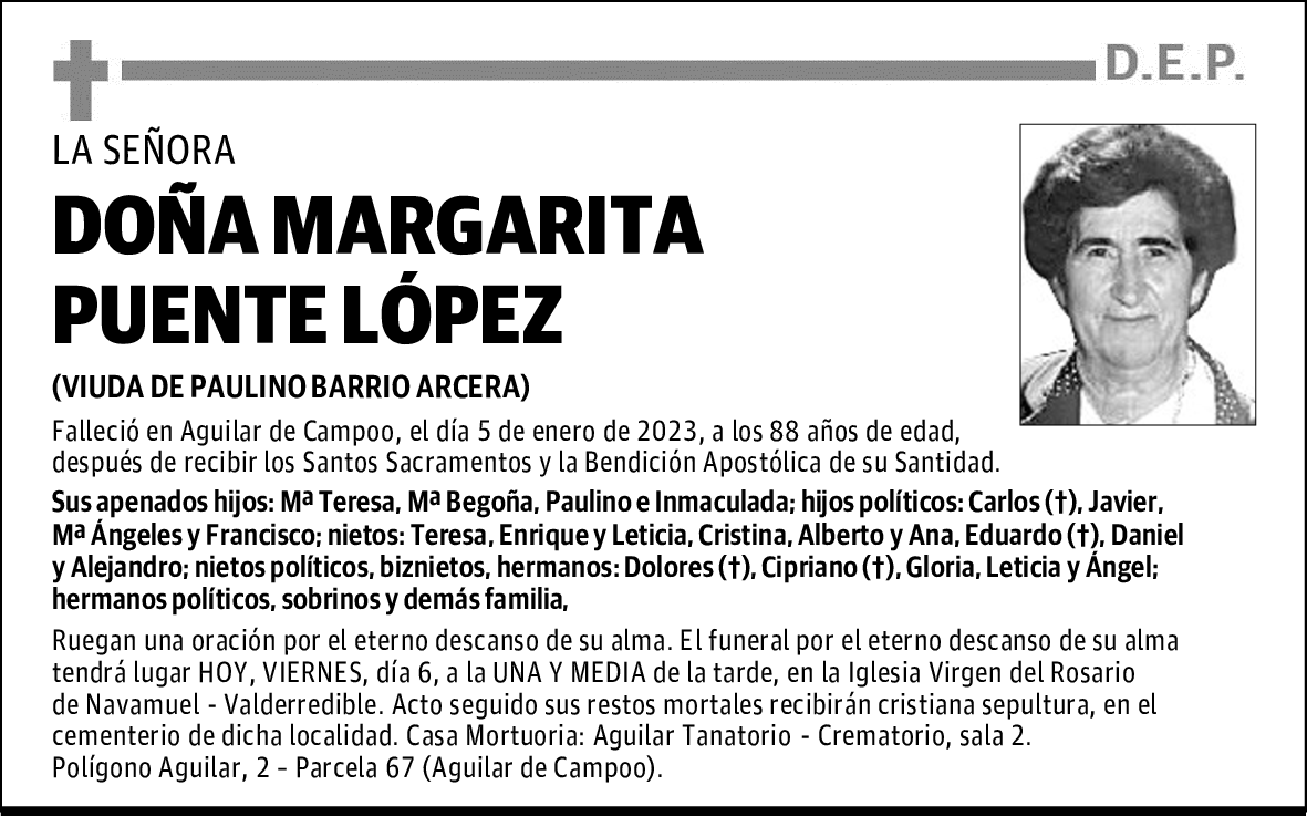 DOÑA MARGARITA PUENTE LÓPEZ