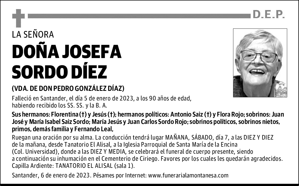 DOÑA JOSEFA SORDO DÍEZ