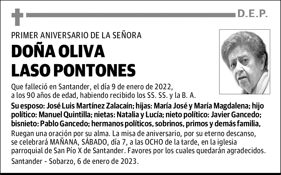 DOÑA OLIVA LASO PONTONES