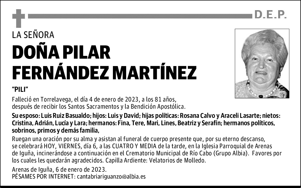 DOÑA PILAR FERNÁNDEZ MARTÍNEZ