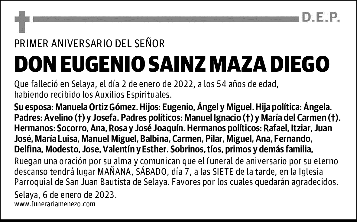 DON EUGENIO SAINZ MAZA DIEGO