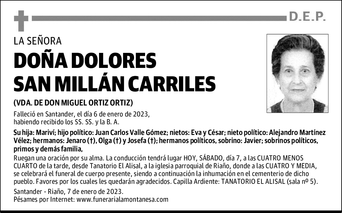 DOÑA DOLORES SAN MILLÁN CARRILES
