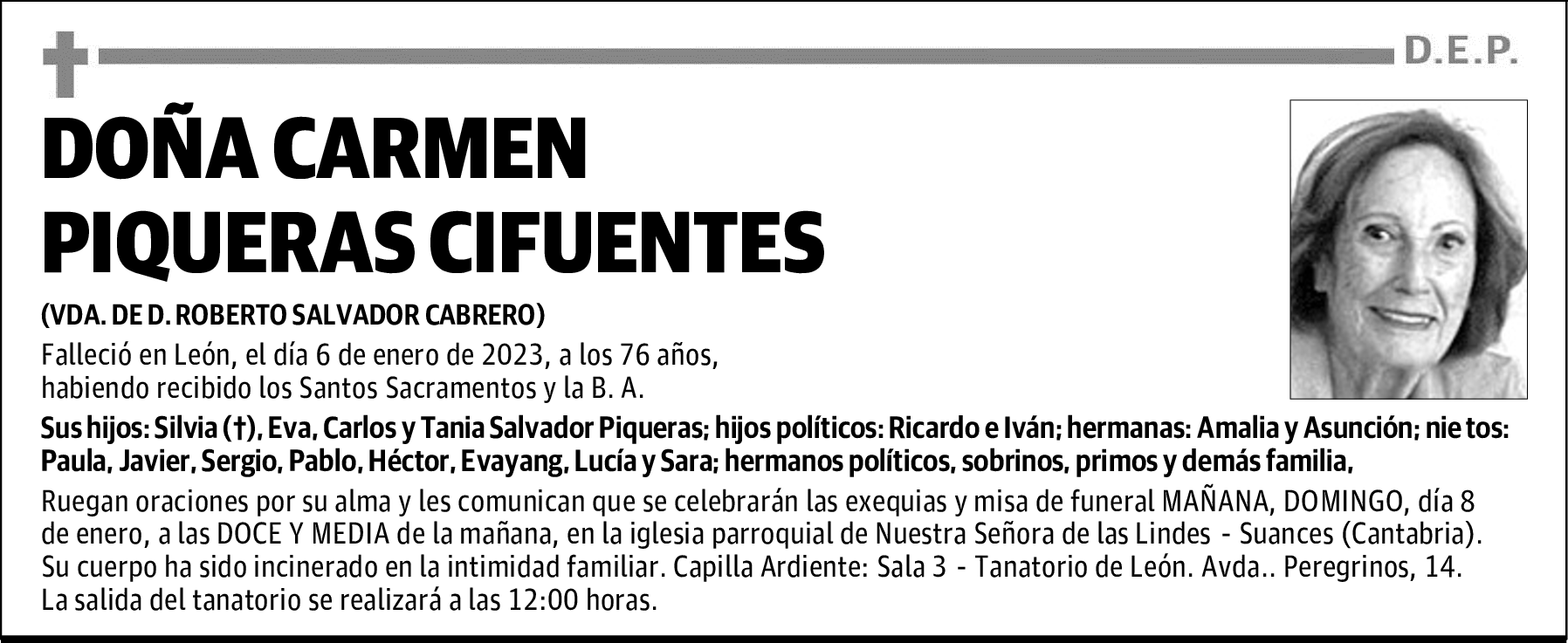 DOÑA CARMEN PIQUERAS CIFUENTES
