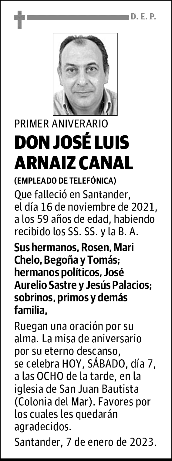 DON JOSÉ LUIS ARNAIZ CANAL