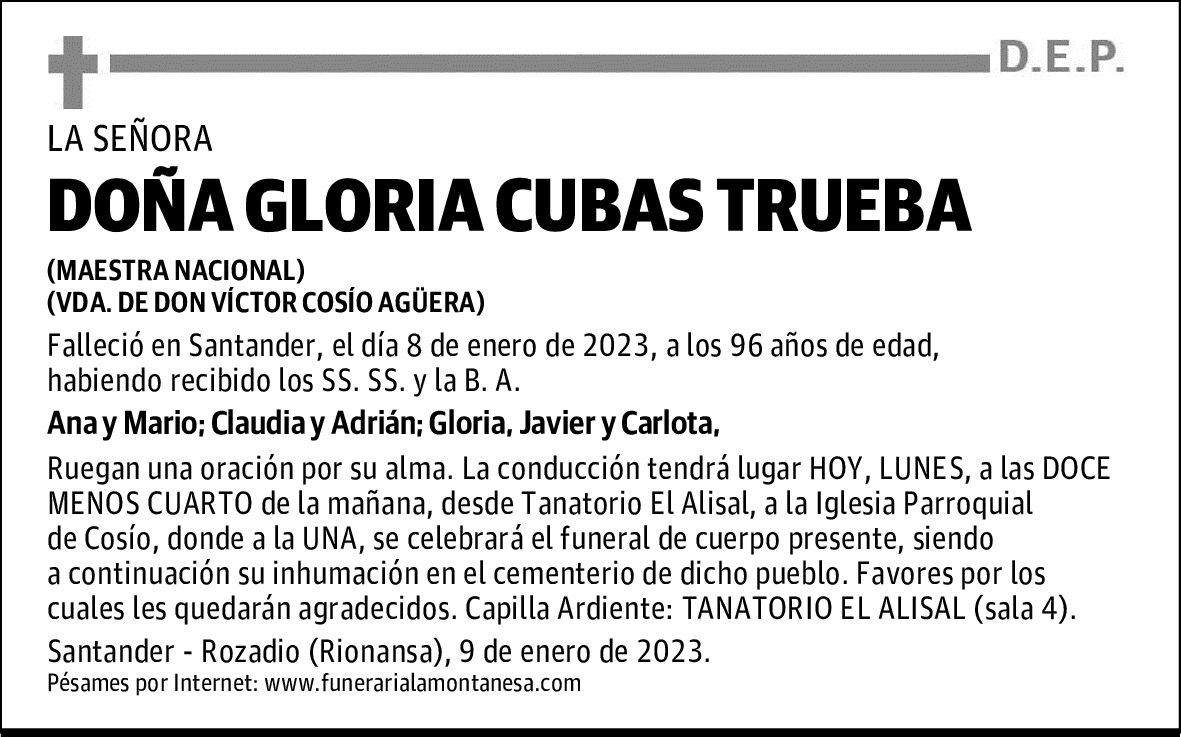 DOÑA GLORIA CUBAS TRUEBA