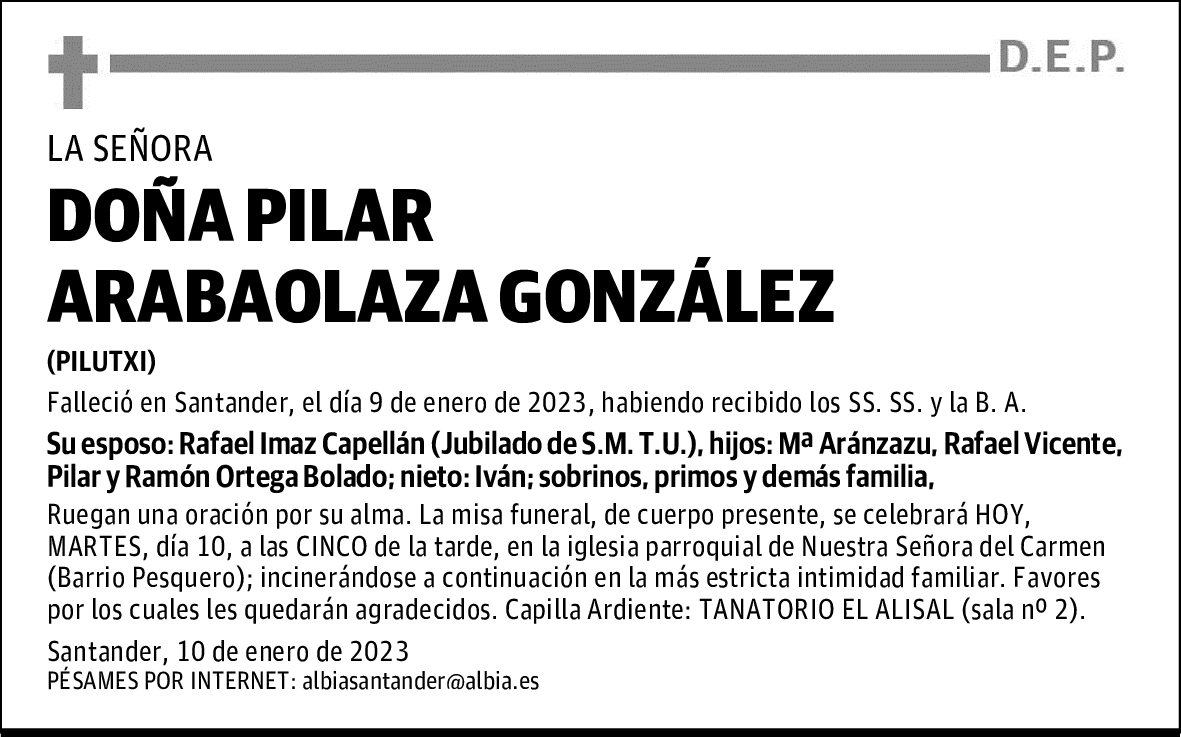 DOÑA PILAR ARABAOLAZA GONZÁLEZ