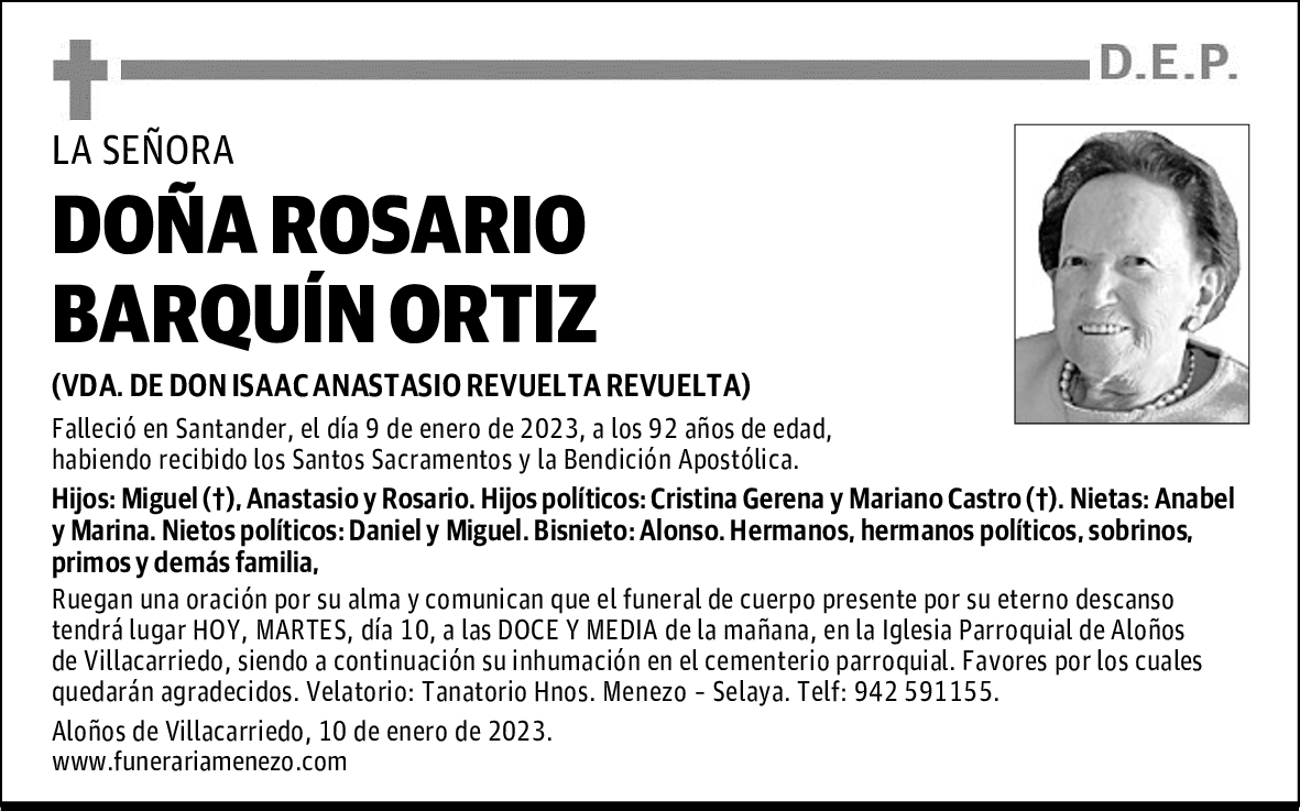 DOÑA ROSARIO BARQUÍN ORTIZ