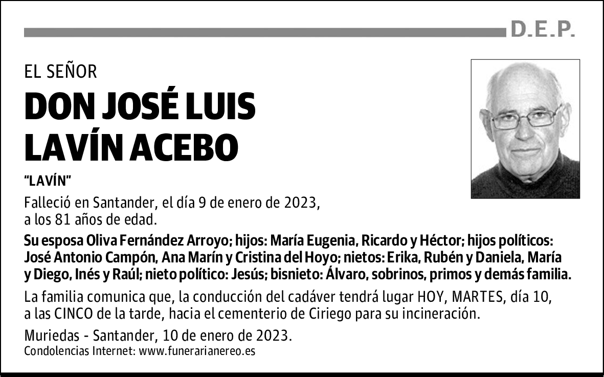 DON JOSÉ LUIS LAVÍN ACEBO