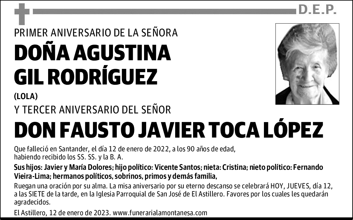 DOÑA AGUSTINA GIL RODRÍGUEZ
