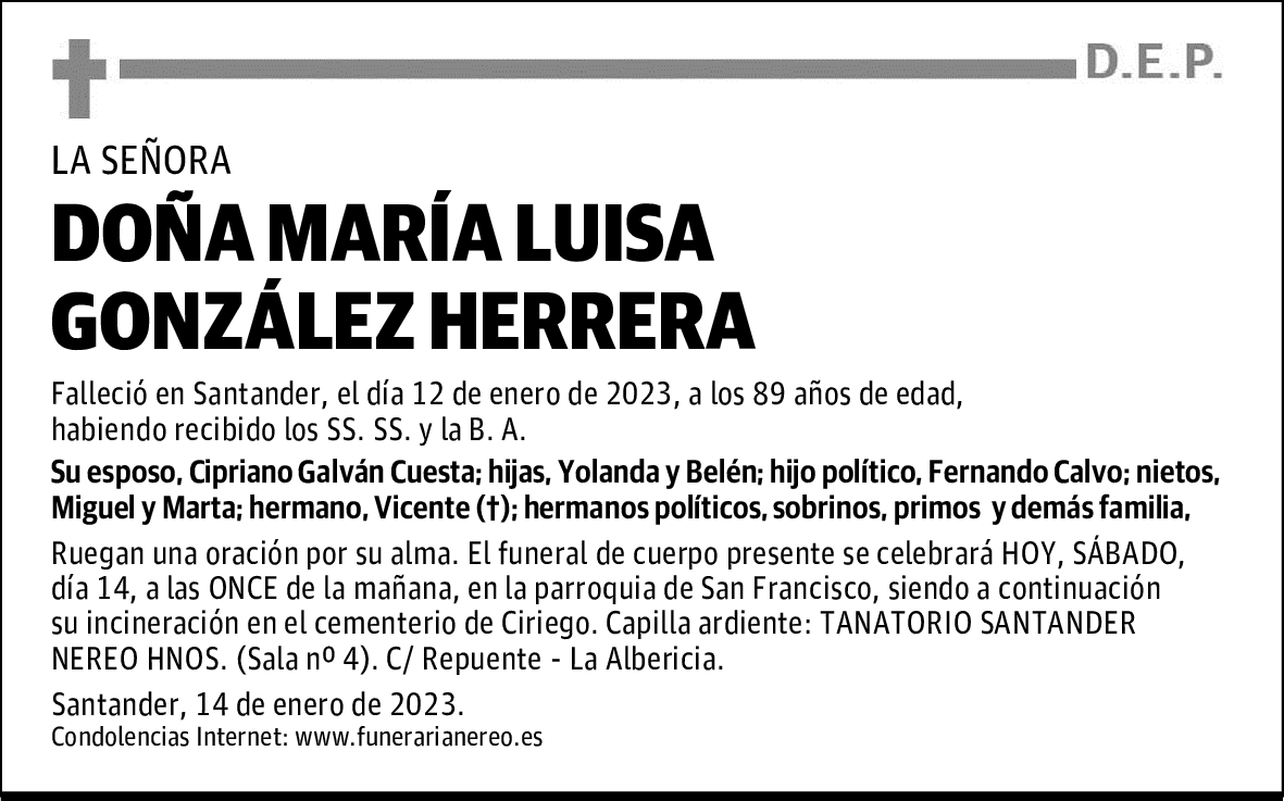 DOÑA MARÍA LUISA GONZÁLEZ HERRERA