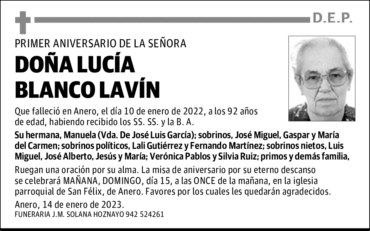 DOÑA LUCÍA BLANCO LAVÍN