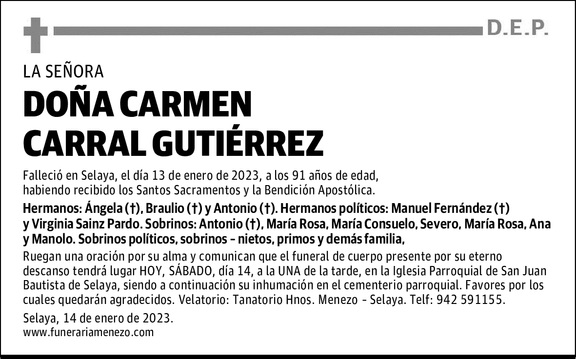 DOÑA CARMEN CARRAL GUTIÉRREZ