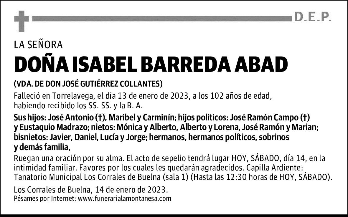 DOÑA ISABEL BARREDA ABAD