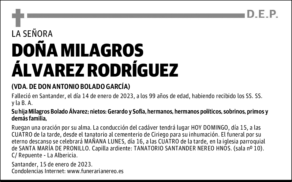 DOÑA MILAGROS ÁLVAREZ RODRÍGUEZ