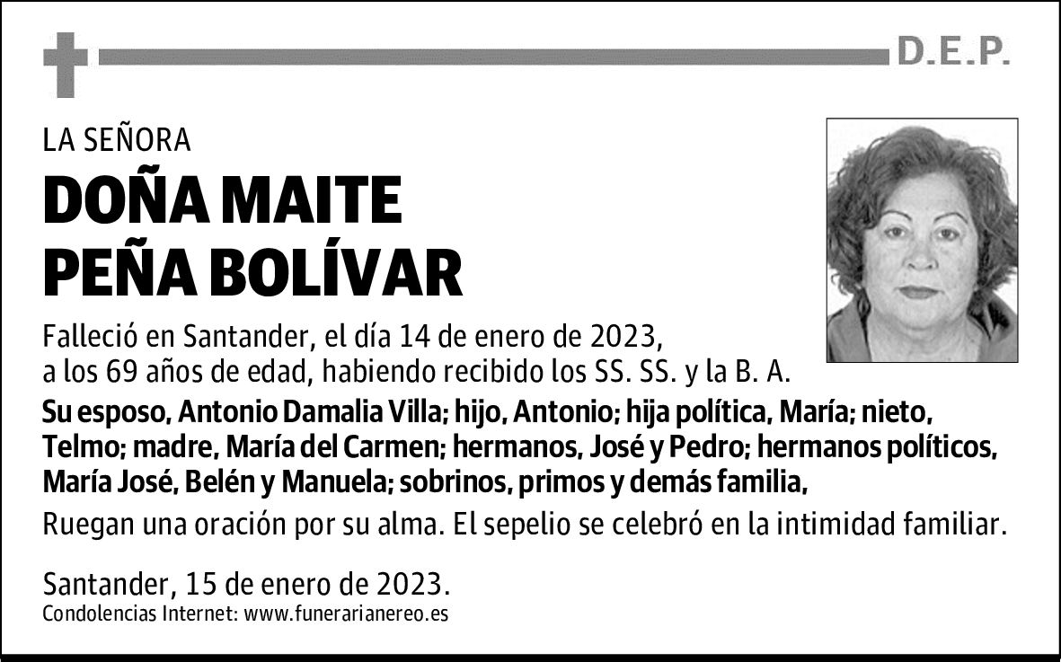 DOÑA MAITE PEÑA BOLÍVAR
