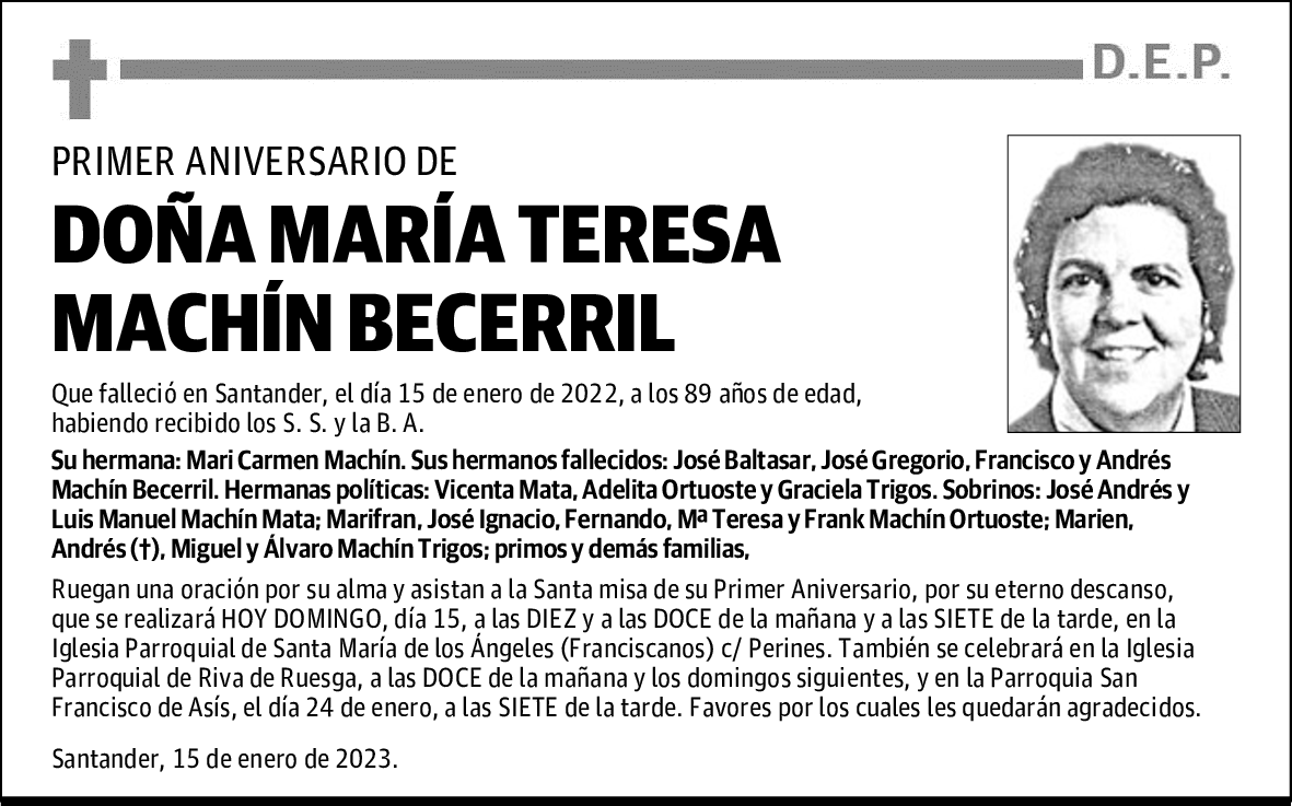 DOÑA MARÍA TERESA MACHÍN BECERRIL