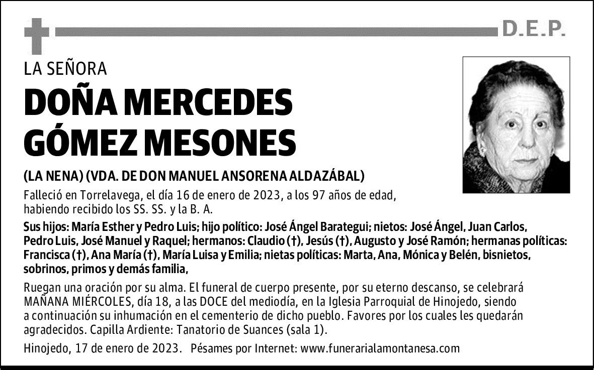 DOÑA MERCEDES GÓMEZ MESONES