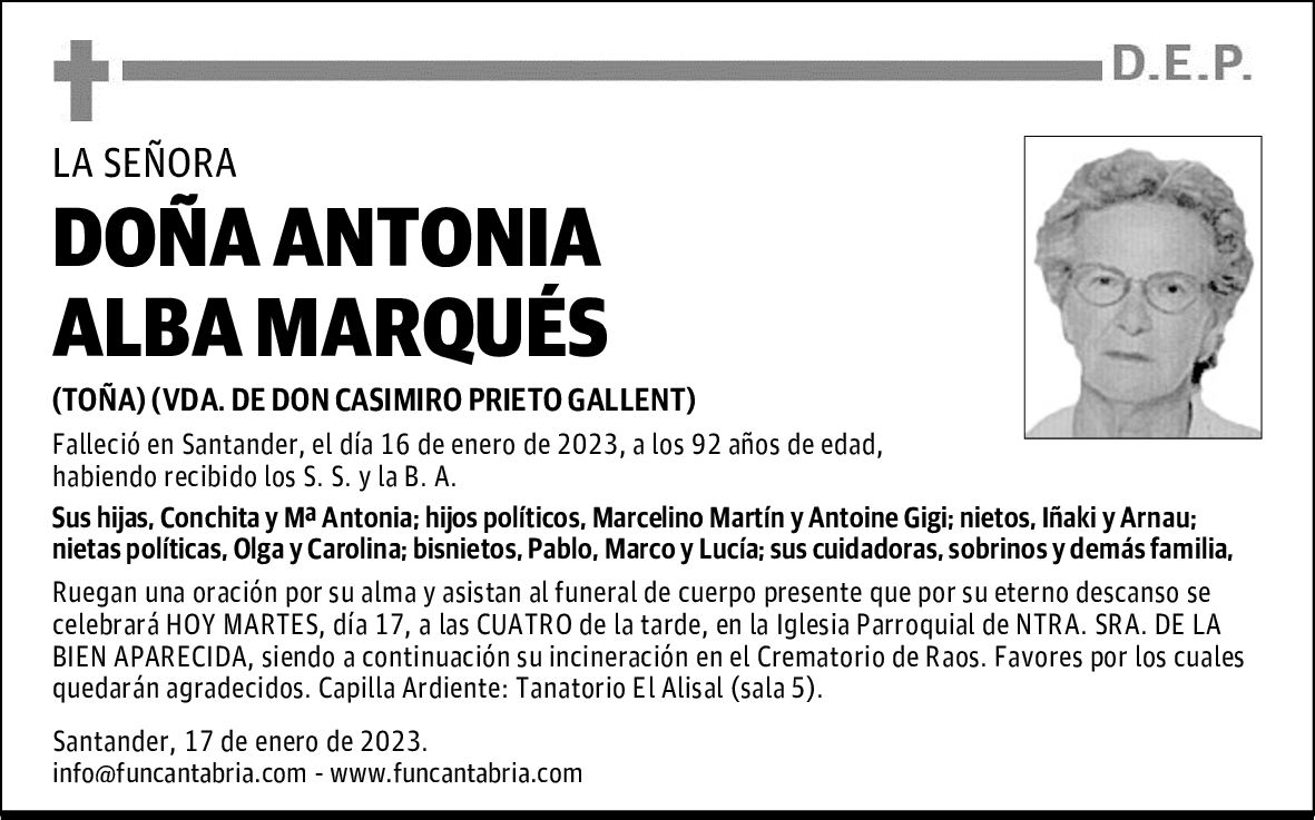 DOÑA ANTONIA ALBA MARQUÉS