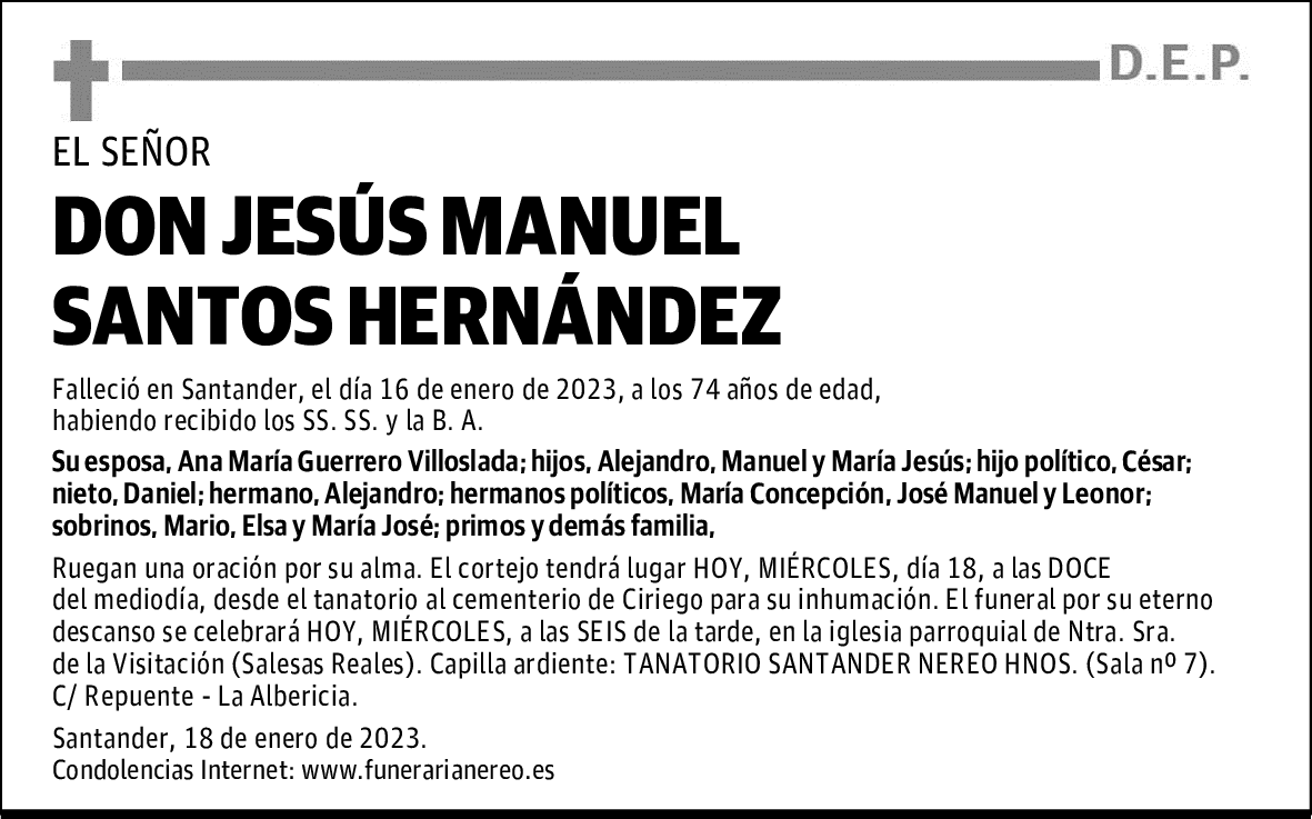 DON JESÚS MANUEL SANTOS HERNÁNDEZ
