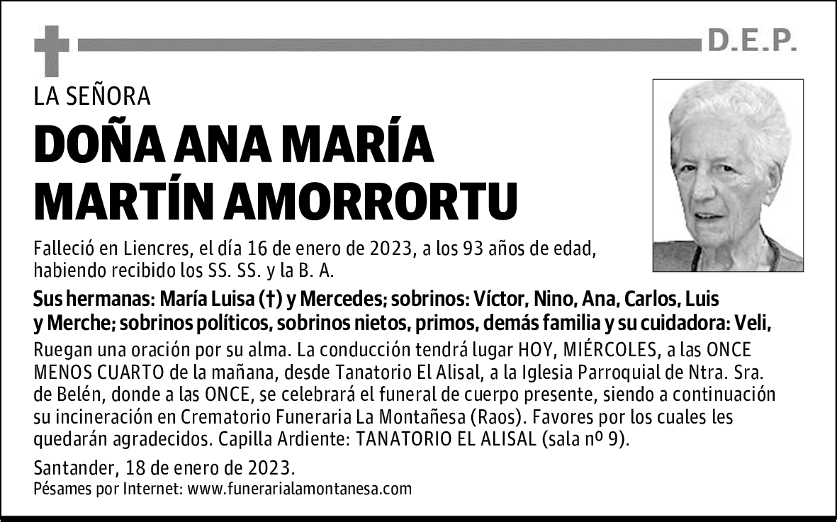 DOÑA ANA MARÍA MARTÍN AMORRORTU