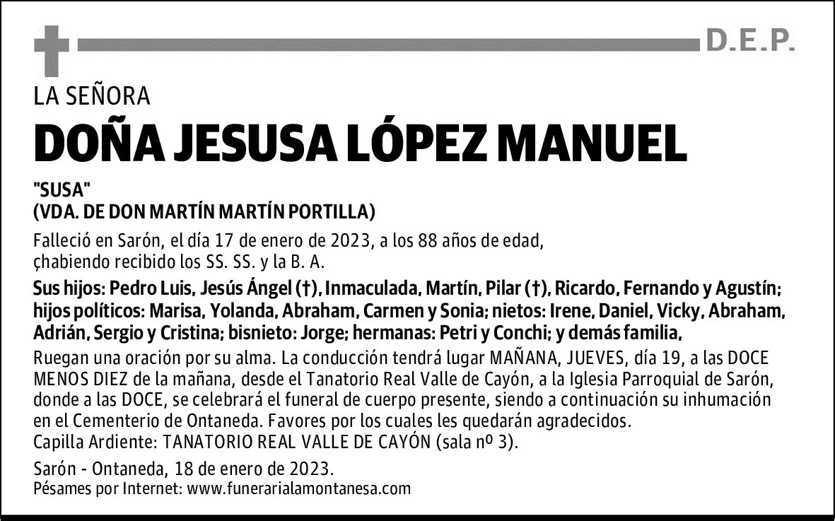 DOÑA JESUSA LÓPEZ MANUEL