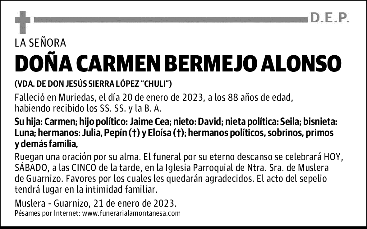 DOÑA CARMEN BERMEJO ALONSO