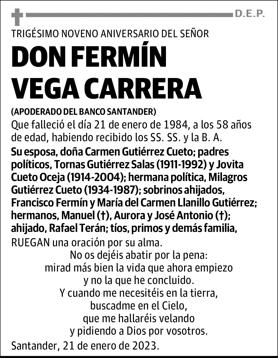 DON FERMÍN VEGA CARRERA