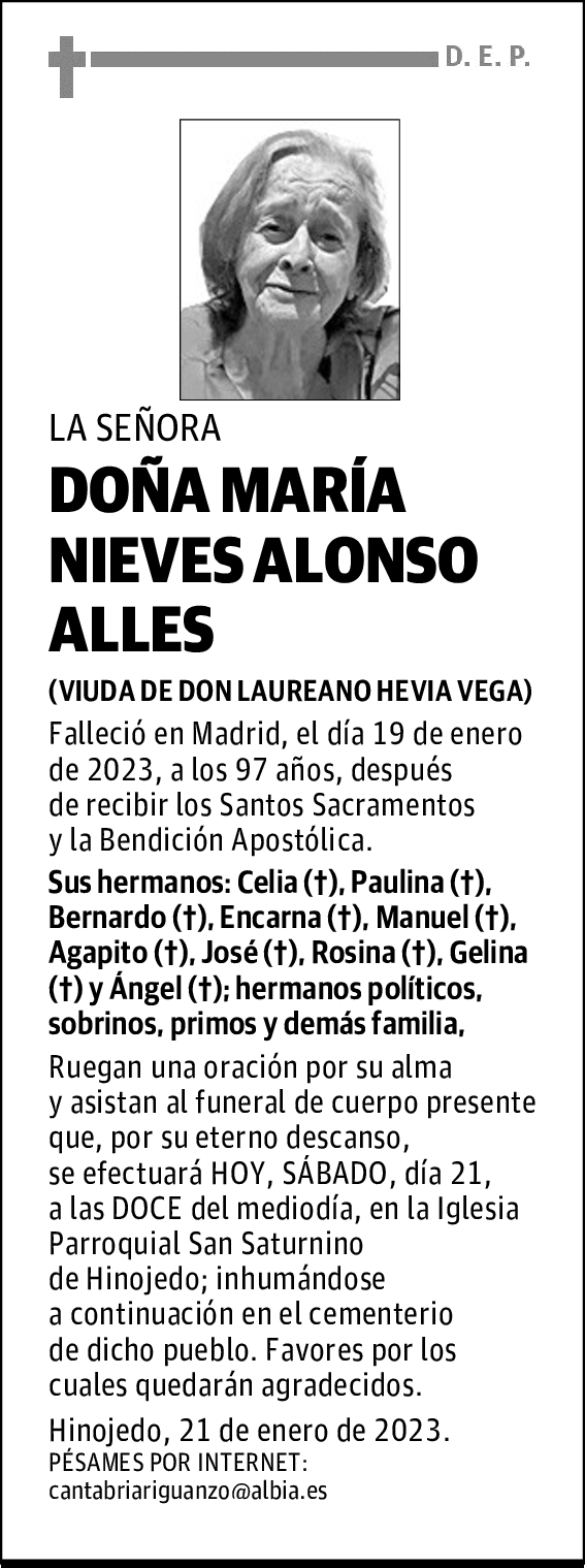 DOÑA MARÍA NIEVES ALONSO ALLES