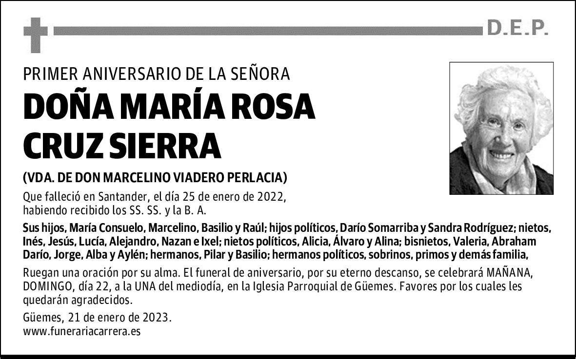 DOÑA MARÍA ROSA CRUZ SIERRA