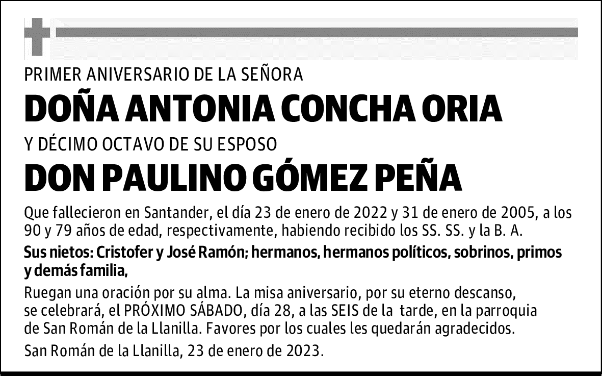 DOÑA ANTONIA CONCHA ORIA