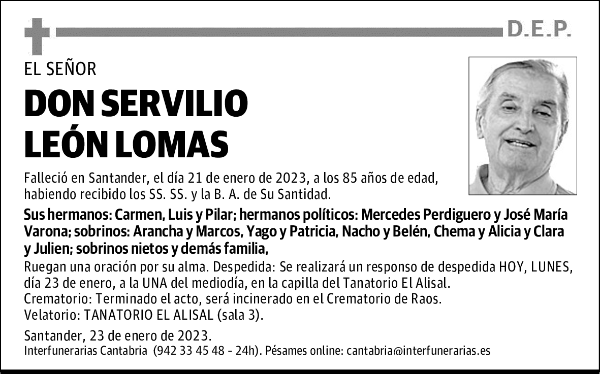 DON SERVILIO LEÓN LOMAS