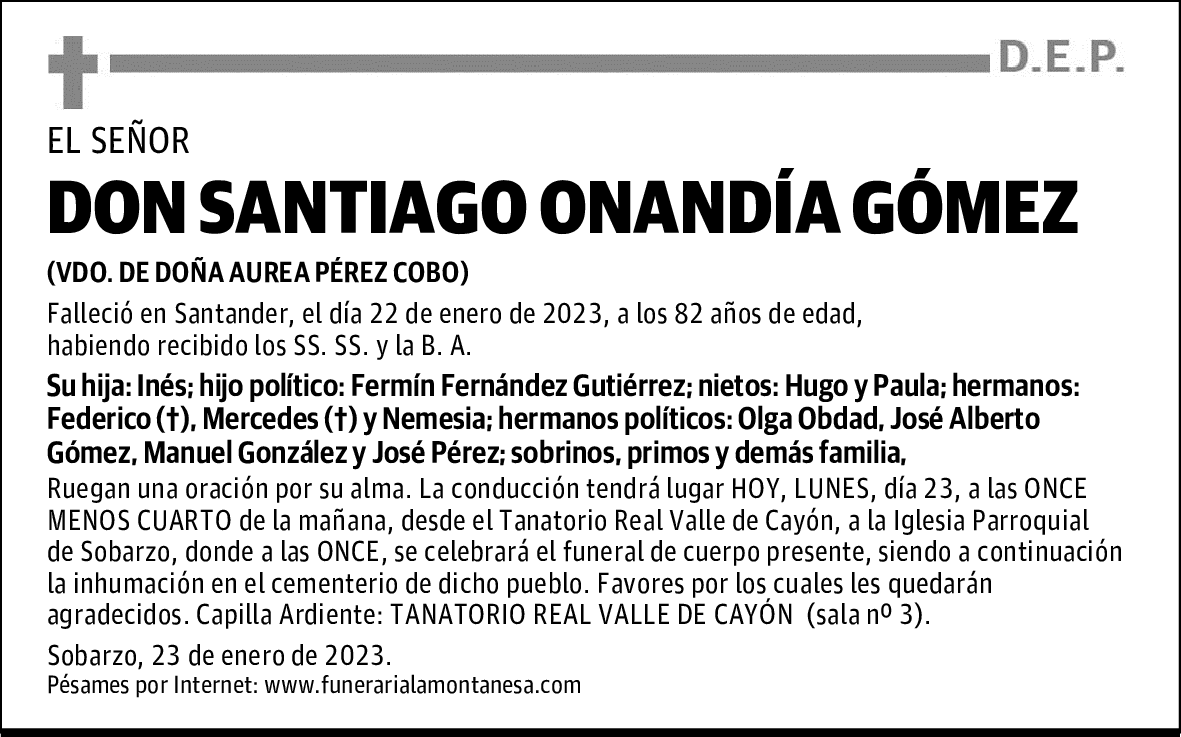 DON SANTIAGO ONANDÍA GÓMEZ
