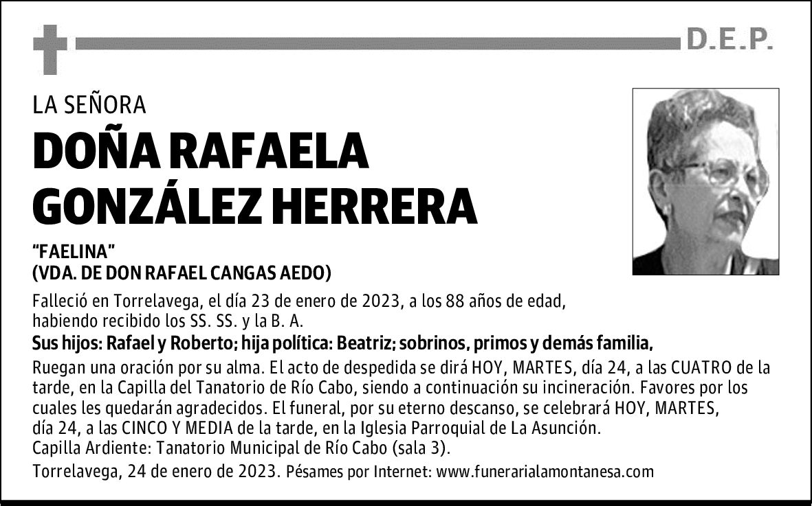 DOÑA RAFAELA GONZÁLEZ HERRERA