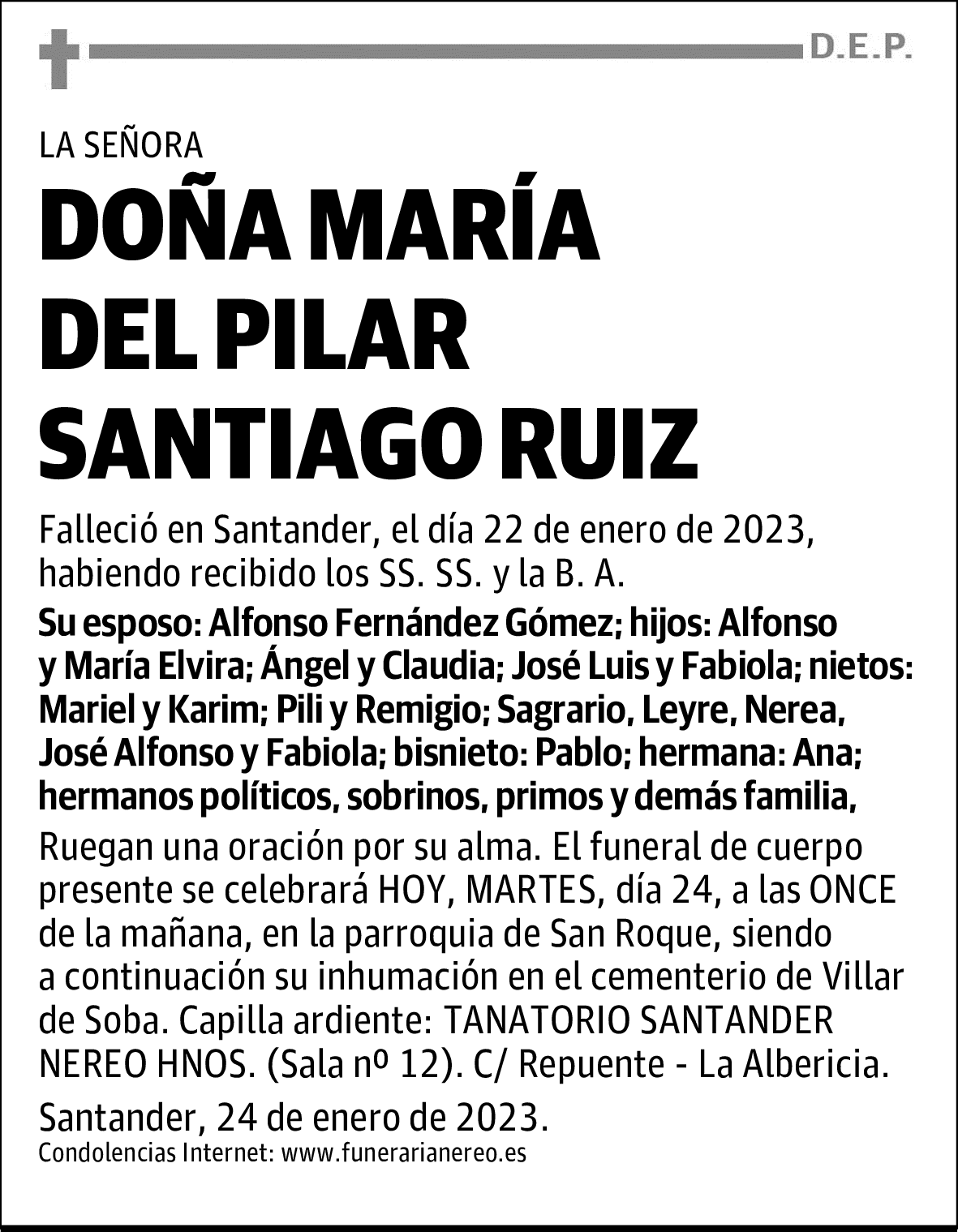 DOÑA MARÍA DEL PILAR SANTIAGO RUIZ