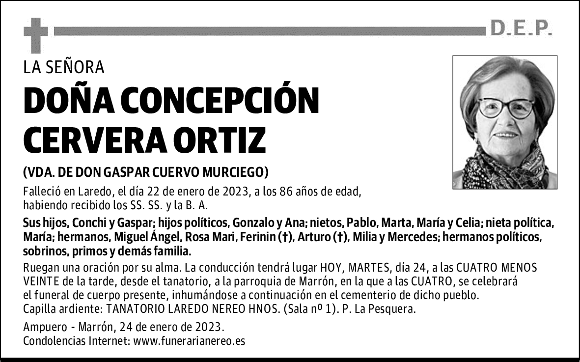 DOÑA CONCEPCIÓN CERVERA ORTIZ