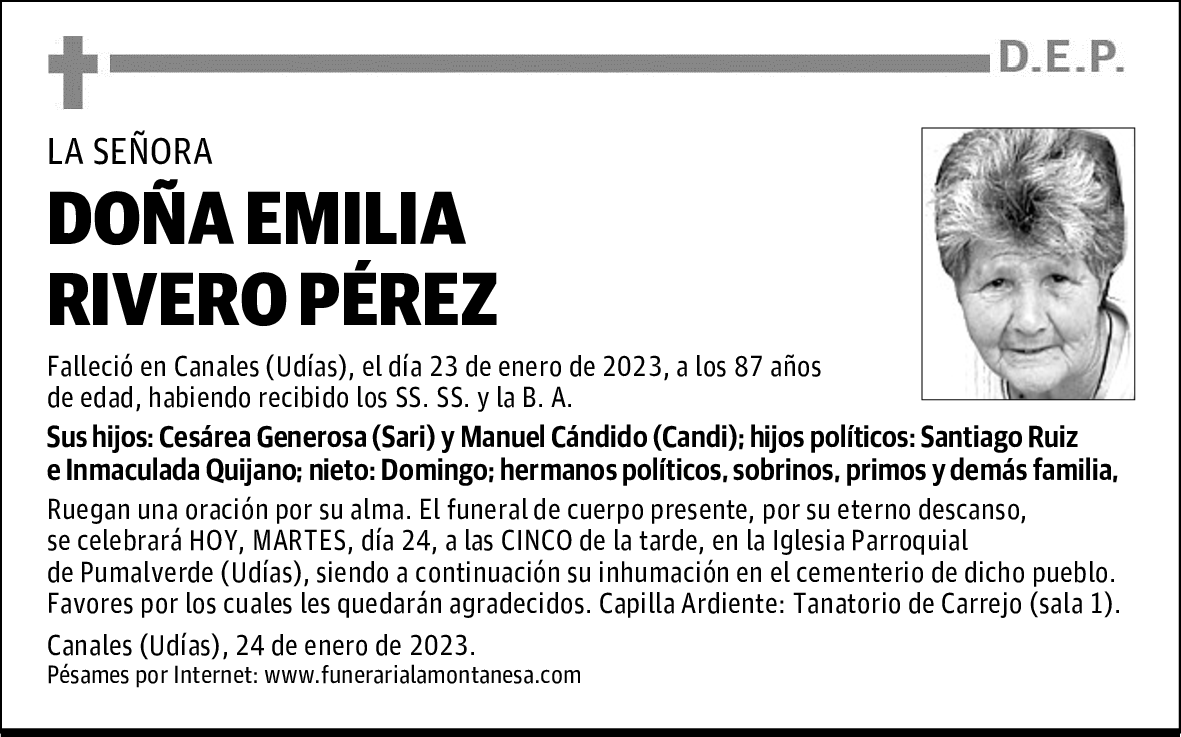 DOÑA EMILIA RIVERO PÉREZ