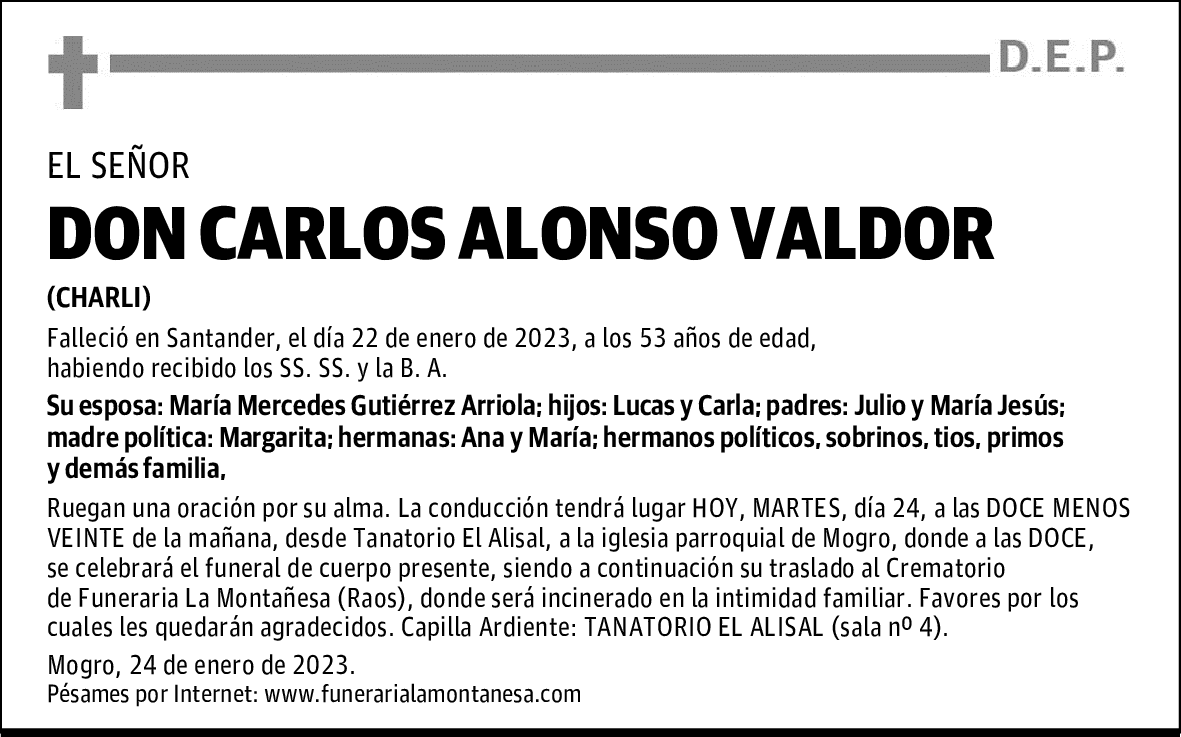 DON CARLOS ALONSO VALDOR