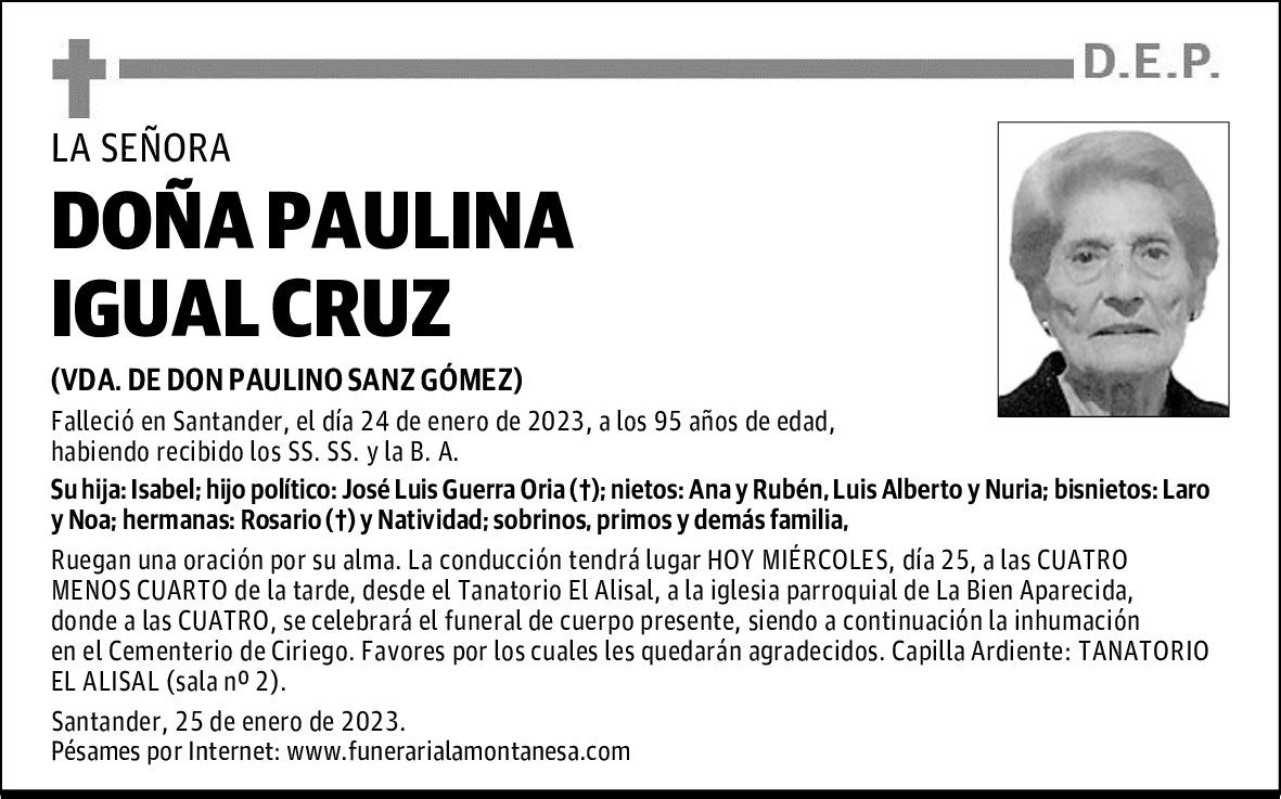 DOÑA PAULINA IGUAL CRUZ