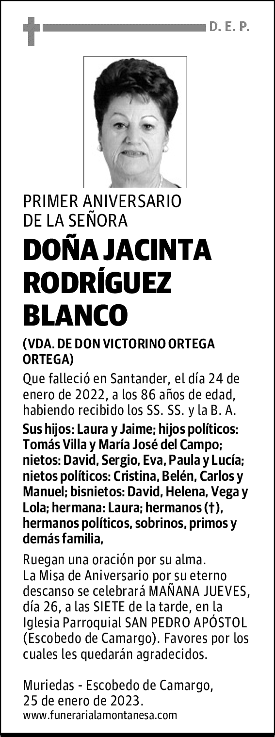 DOÑA JACINTA RODRÍGUEZ BLANCO
