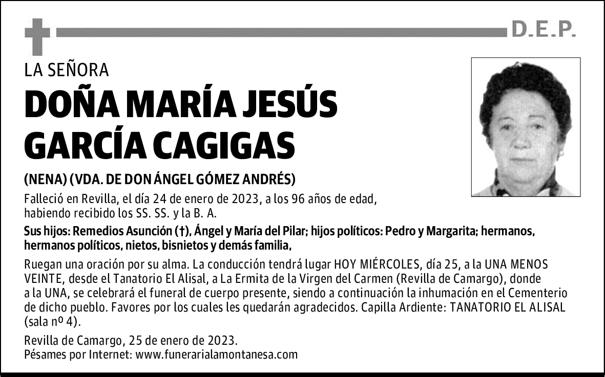 DOÑA MARÍA JESÚS GARCÍA CAGIGAS