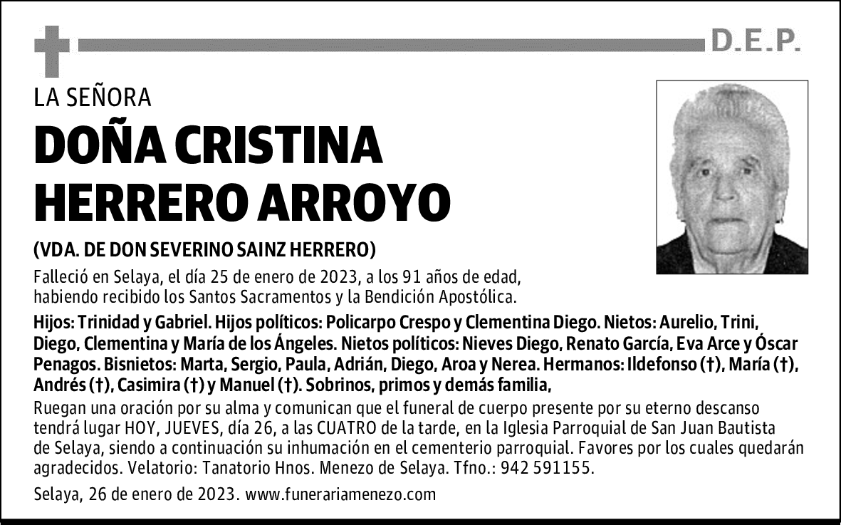 DOÑA CRISTINA HERRERO ARROYO
