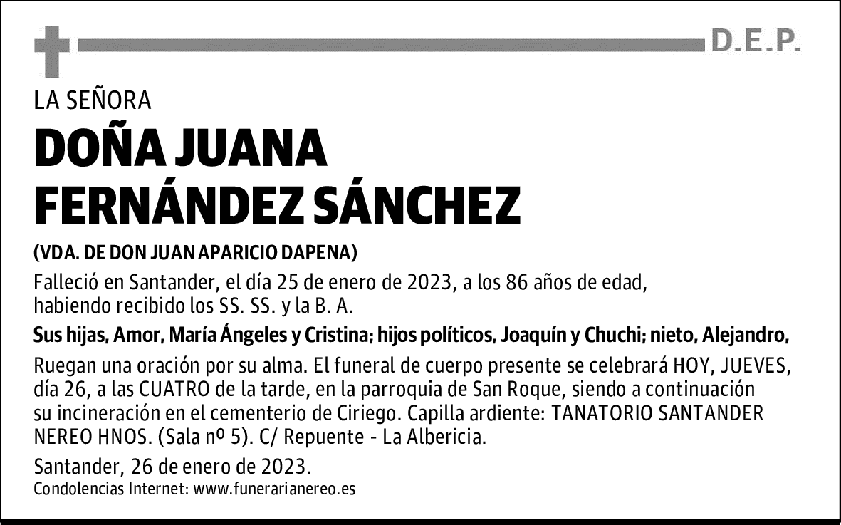 DOÑA JUANA FERNÁNDEZ SÁNCHEZ