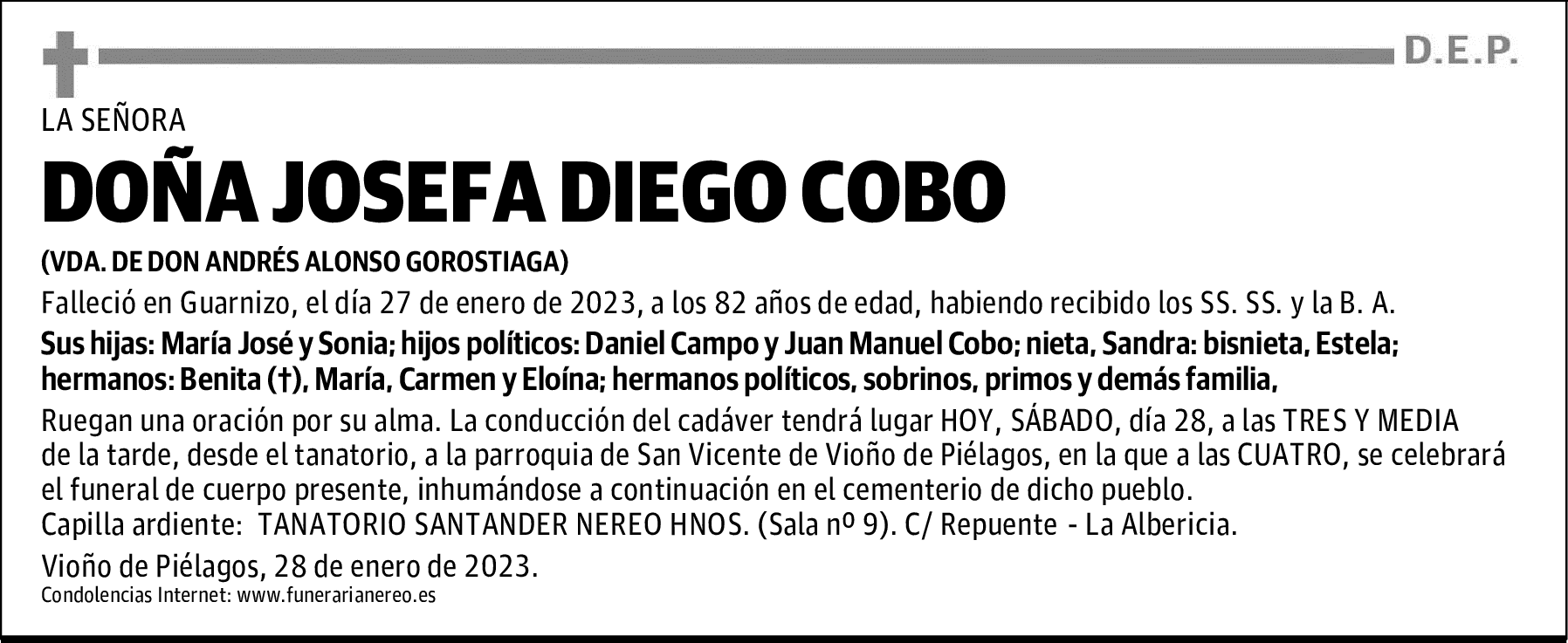 DOÑA JOSEFA DIEGO COBO