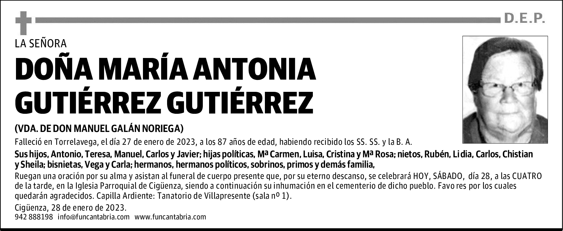 DOÑA MARÍA ANTONIA GUTIÉRREZ GUTIÉRREZ