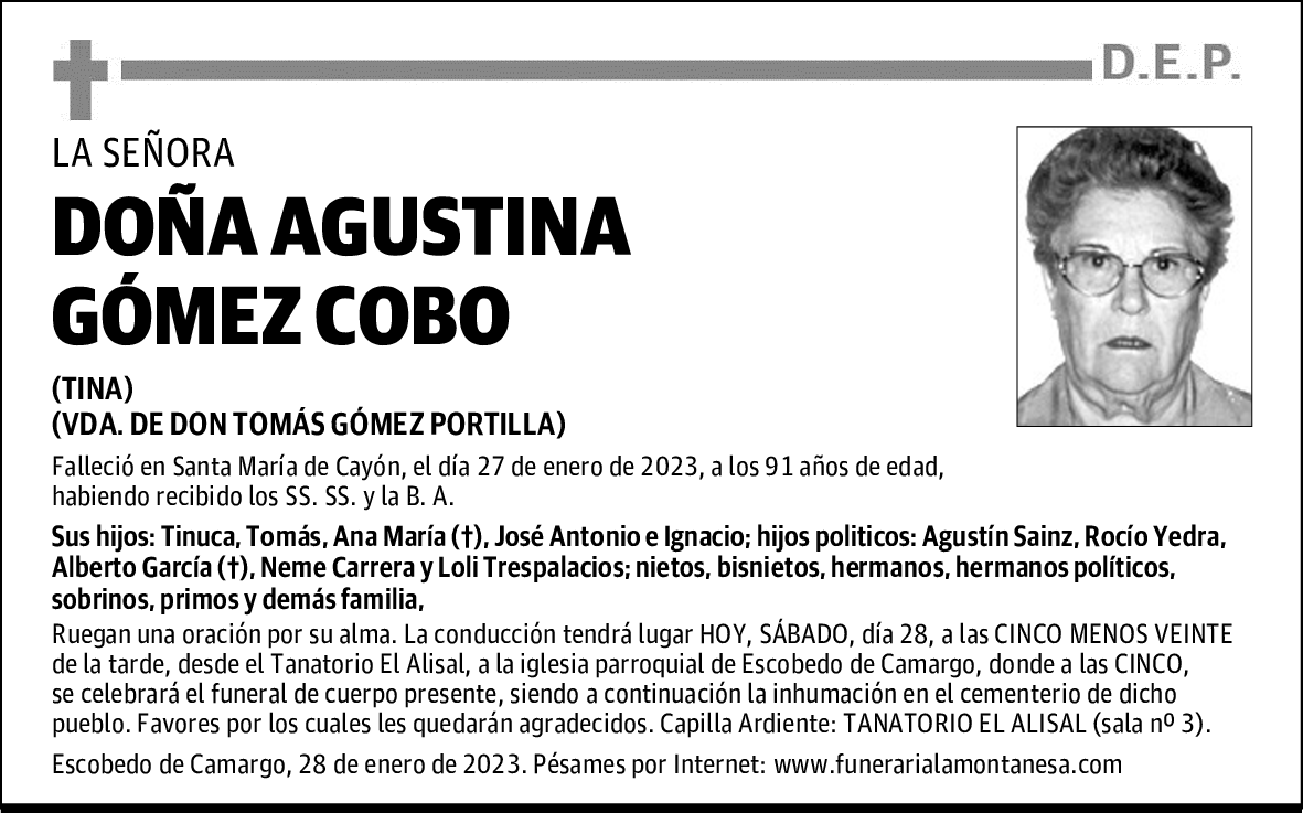 DOÑA AGUSTINA GÓMEZ COBO