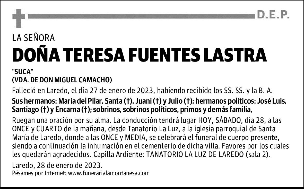 DOÑA TERESA FUENTES LASTRA