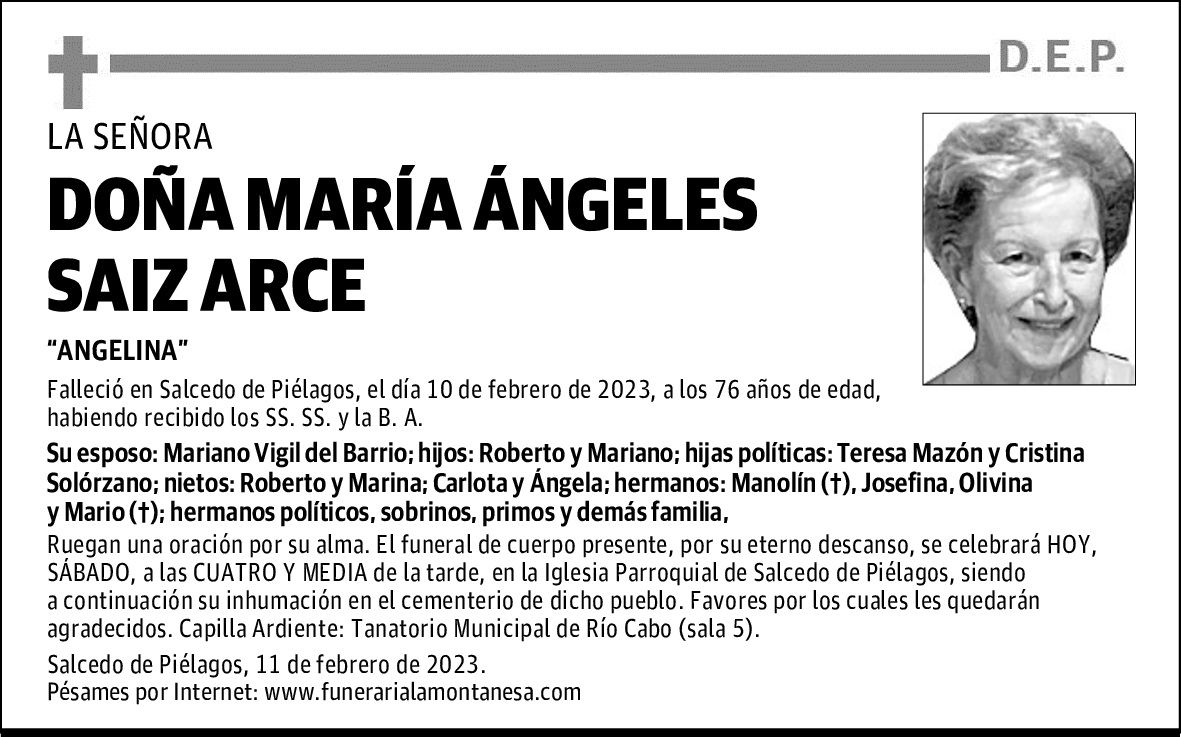 DOÑA MARÍA ÁNGELES SAIZ ARCE