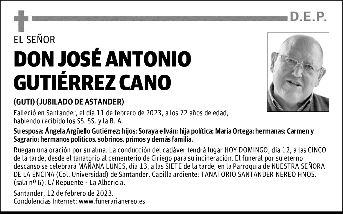 DON JOSÉ ANTONIO GUTIÉRREZ CANO