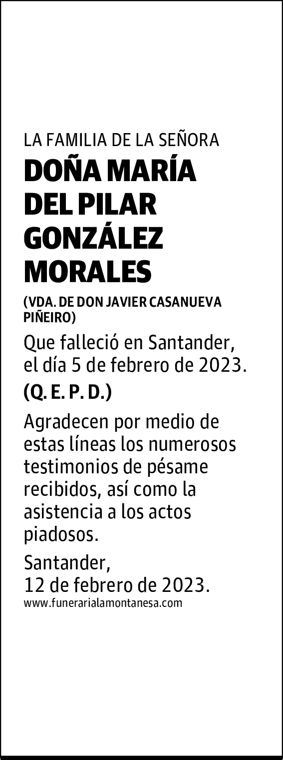 DOÑA MARÍA DEL PILAR GONZÁLEZ MORALES